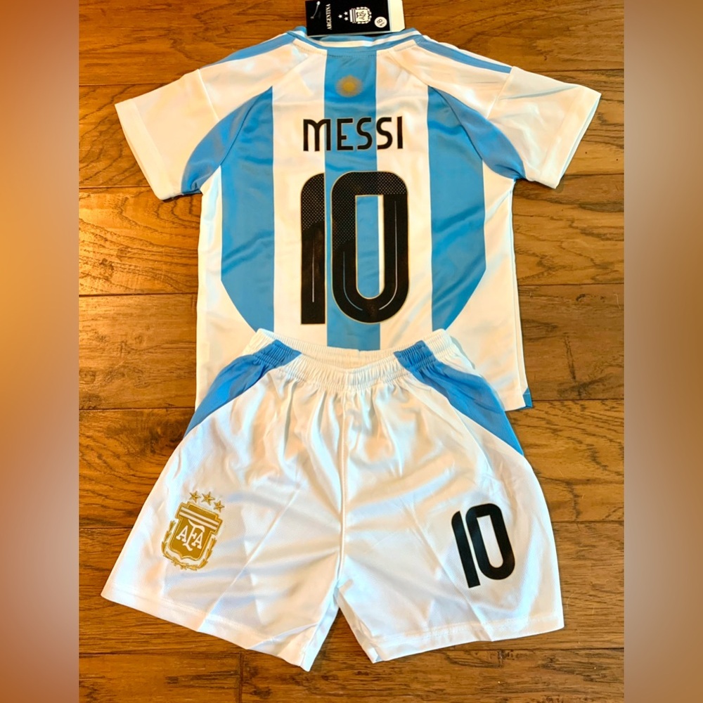 Messi Kids Argentina Soccer Jersey Set - 2 Piece Set New With Tags Best Quality